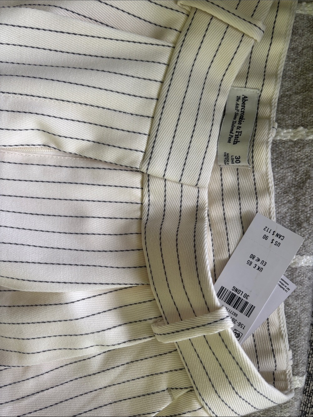 NWT Sloane Tailored Pants Cream Stripe Curve Love 30 Long - Picture 4 of 7